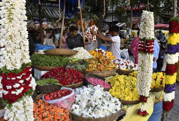 KR Floral Market in Bangalore
