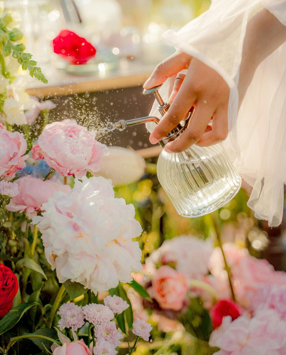 watering flowers